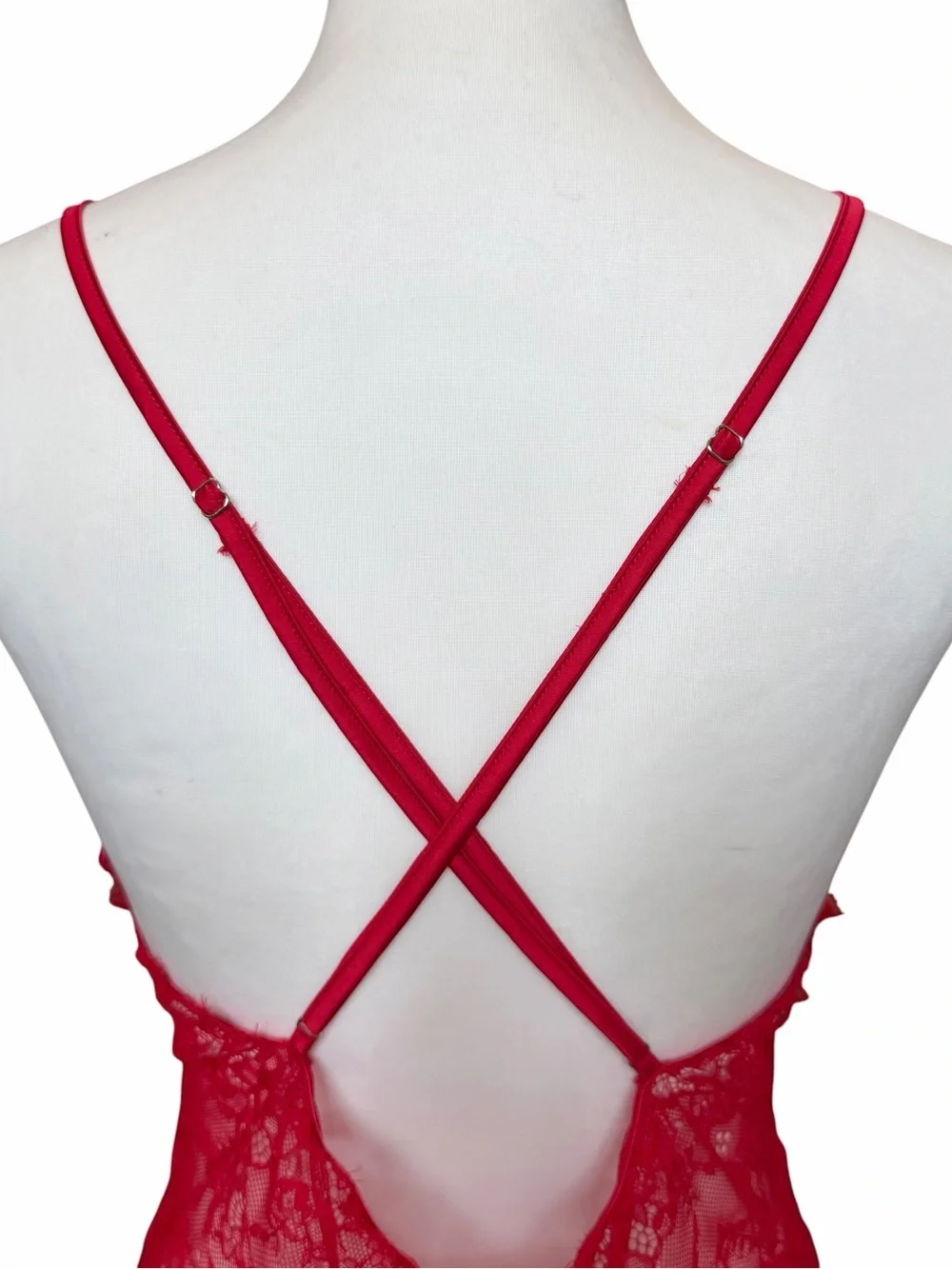 Fredericks of Hollywood Lace Babydoll Size Medium NWT Red Satin Eyelash Lingerie